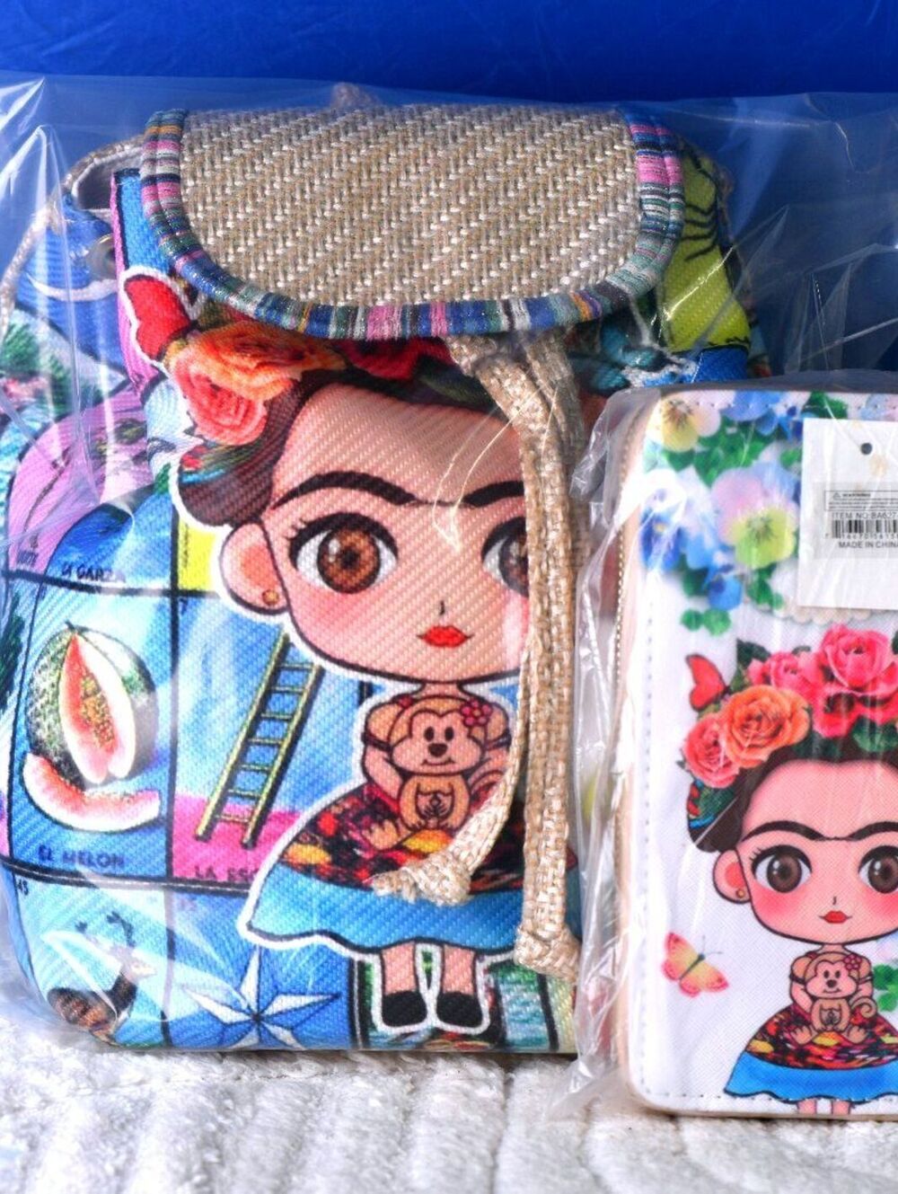 Frida Kahlo Mexican Backpack and Wallet - NWT